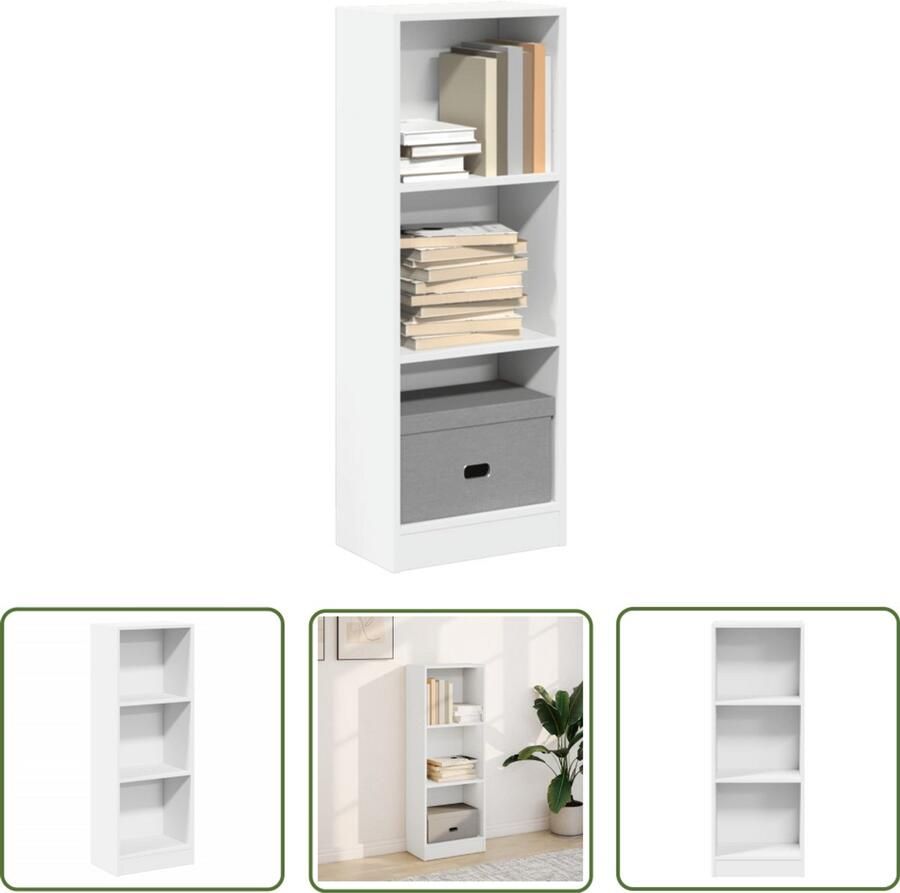 The Living Store Boekenkast 40x24x109 cm bewerkt hout wit Boekenkast Houten Boekenkast Wit Boekenkast Opbergkast Bibliotheekkast