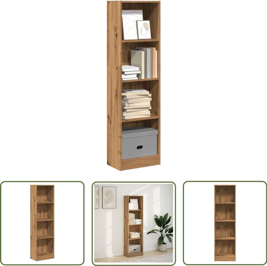 The Living Store Boekenkast 40x24x143 cm bewerkt hout artisanaal eikenkleurig Boekenkast Houten Boekenkast Opbergkast Bibliotheek Kast Living Room Furniture