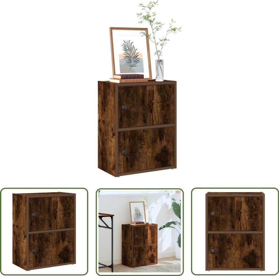 VidaXL Houten Boekenkast 40x24x52 cm bewerkt hout gerookt eikenkleurig Vintage Boekenkast Boekenplank Opbergkast