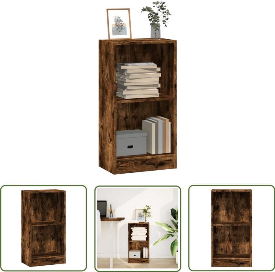 The Living Store Boekenkast 40x24x76 cm bewerkt hout gerookt eikenkleurig Boekenkast Houten Boekenkast Opbergkast Bibliotheekkast Livingroom Furniture