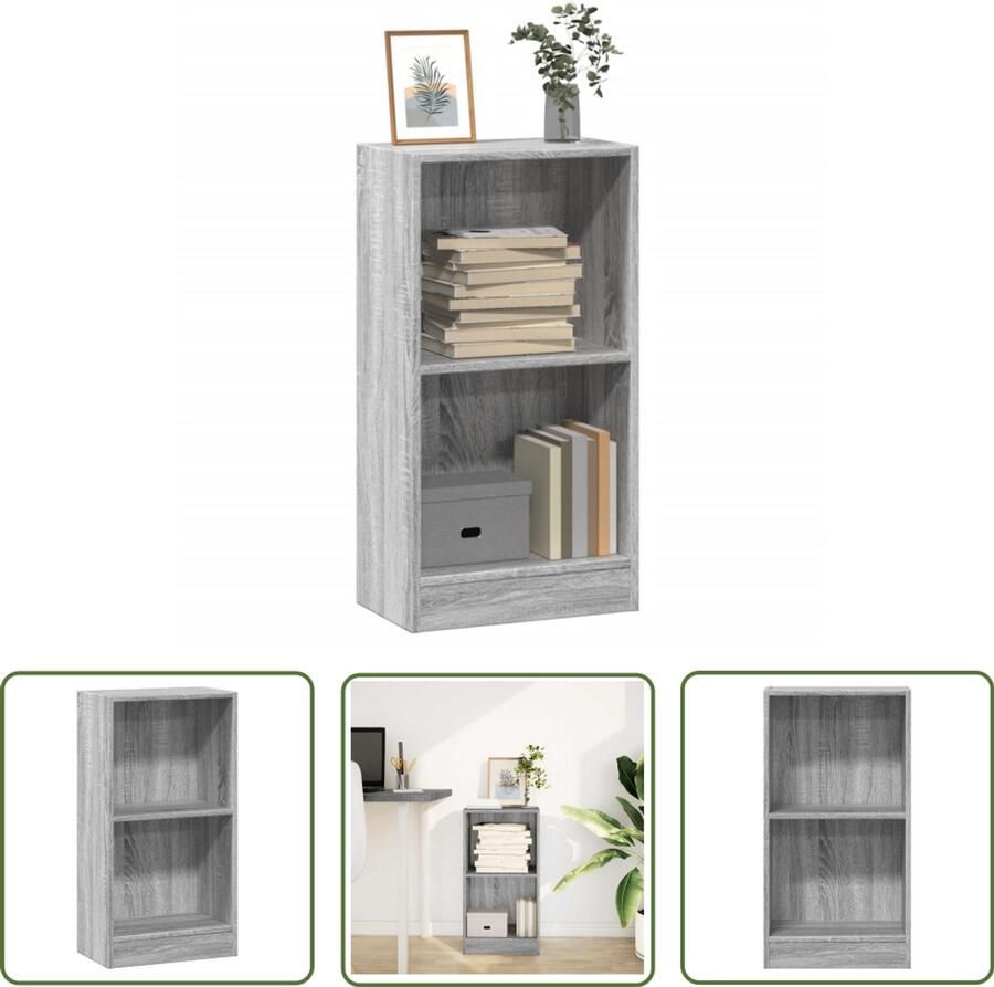 The Living Store Boekenkast 40x24x76 cm bewerkt hout grijs sonoma eikenkleurig Boekenkast Houten Boekenkast Grijze Boekenkast Opbergkast Salontafel