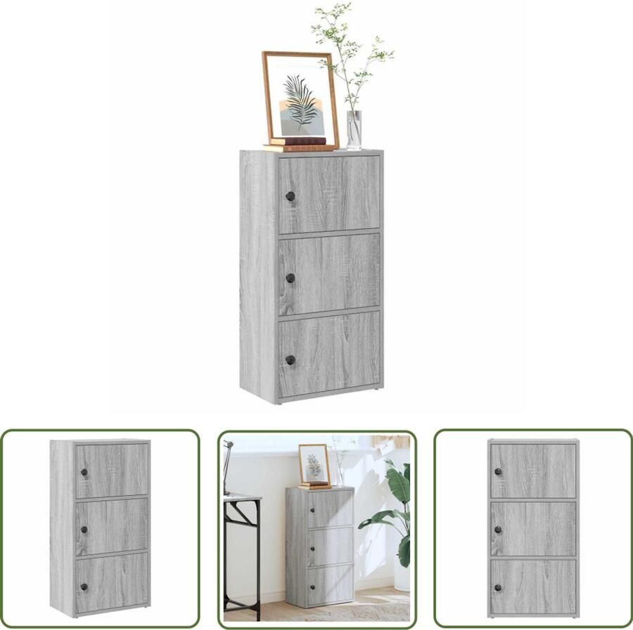 The Living Store Boekenkast 40x24x77 cm bewerkt hout grijs sonoma eikenkleurig Boekenkast Houten Boekenkast Grijze Boekenkast Boekenplank Opslagoplossing