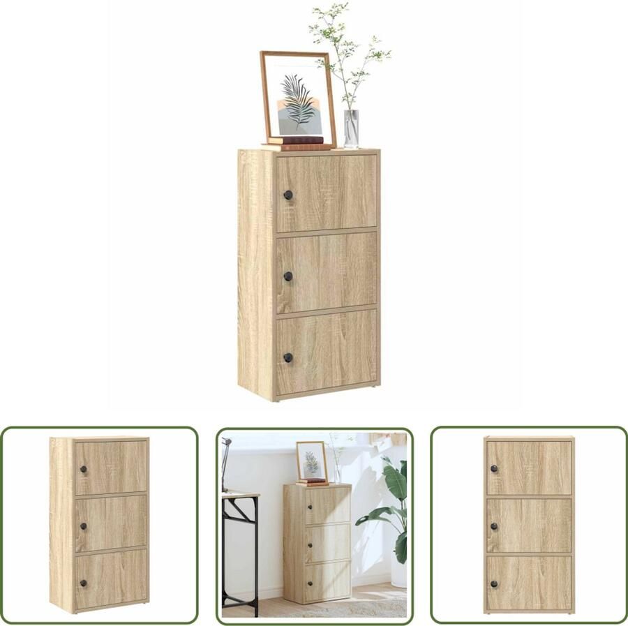 The Living Store Boekenkast 40x24x77 cm bewerkt hout sonoma eikenkleurig Boekenkast Houten Boekenkast Boekenplank Opslagkast Salontafel