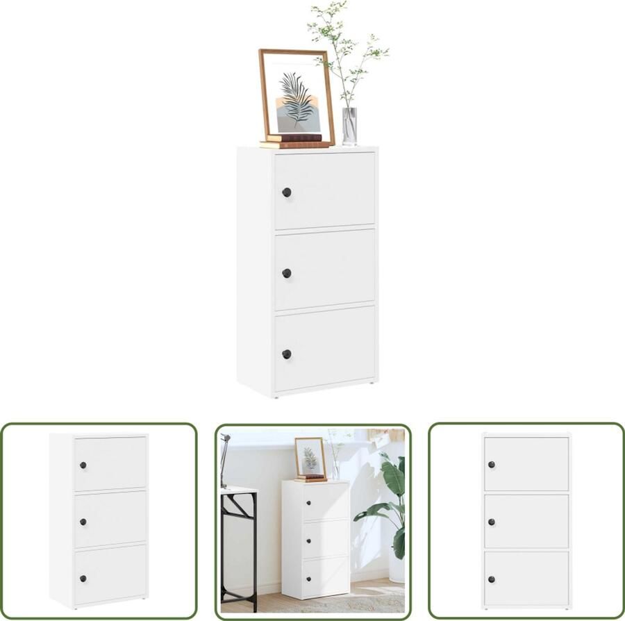 The Living Store Boekenkast 40x24x77 cm bewerkt hout wit Boekenkast Houten Boekenkast Wit Boekenkast Opbergkast Bibliotheek