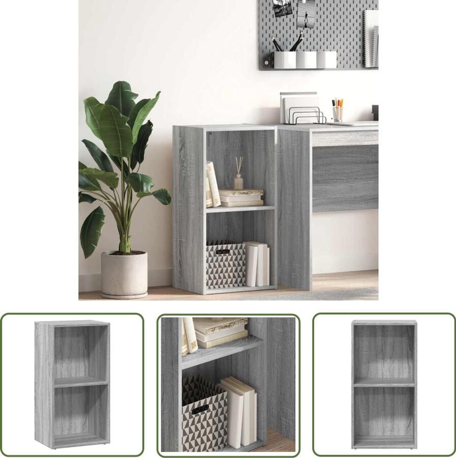 The Living Store Boekenkast 40x30x77 cm bewerkt hout grijs sonoma eikenkleurig Boekenkast Houten Boekenkast Grijze Boekenkast Opbergkast Salontafel