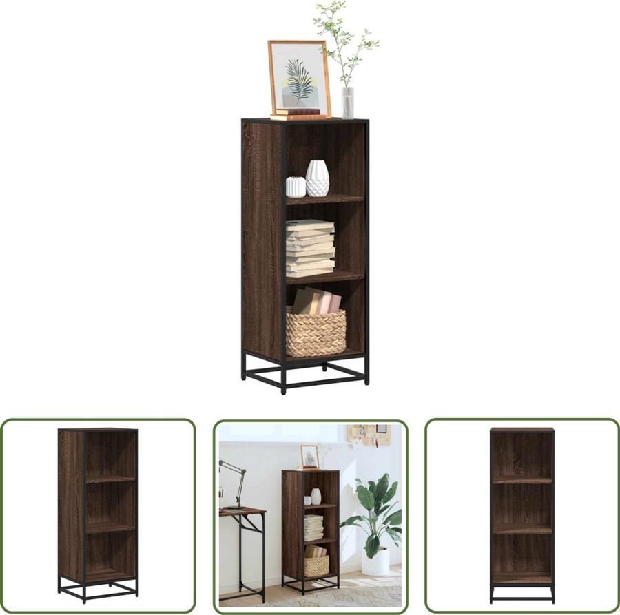 The Living Store Boekenkast 40x35x107 5 cm bewerkt hout bruin eikenkleur Boekenkast Houten Boekenkast Industrieel Boekenrek Opbergkast Bibliotheekkast
