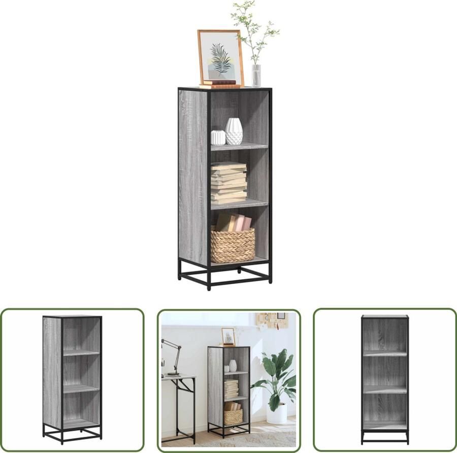 The Living Store Boekenkast 40x35x107 5 cm bewerkt hout grijs sonoma eikenkleur Boekenkast Houten Boekenkast Grijze Boekenkast Industrieel Boekenkast Opbergkast