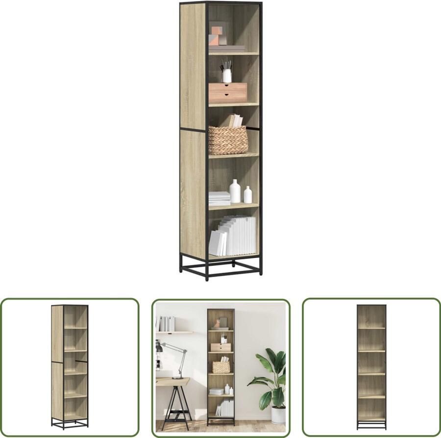 The Living Store Boekenkast 40x35x170 5 cm bewerkt hout sonoma eikenkleurig Boekenkast Houten Boekenkast Boekenplank Opslagoplossing Salontafel