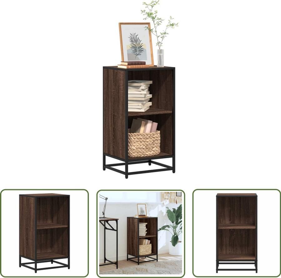 The Living Store Boekenkast 40x35x76 cm bewerkt hout bruin eikenkleur Boekenkast Houten Boekenkast Industrieel Boekenrek Opbergkast Woonaccessoires