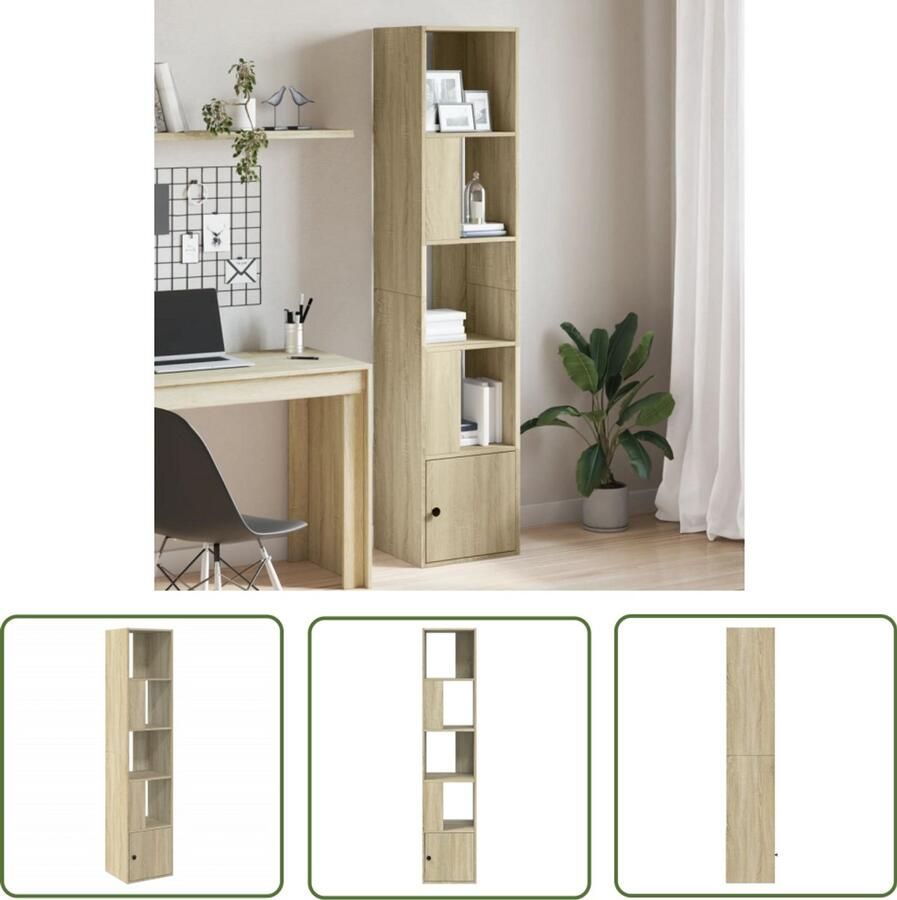 The Living Store Boekenkast 40x36x189 cm bewerkt hout sonoma eikenkleurig Boekenkast Houten Boekenkast Sonoma Eiken Bibliotheek Kast Opbergkast