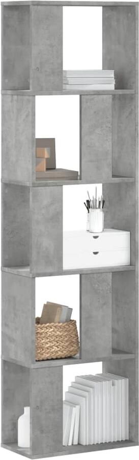 The Living Store Boekenkast 5-laags 45x23 5x162 5 cm bewerkt hout betongrijs Boekenkast Houten Boekenkast Grijze Boekenkast Vintage Boekenkast Industriële Boekenkast