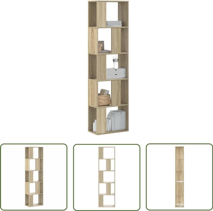 The Living Store Boekenkast 5-laags 45x23 5x162 5 cm bewerkt hout sonoma eiken Boekenkast Houten Boekenkast Sonoma Eiken Boekenkast Opbergkast Bibliotheekkast