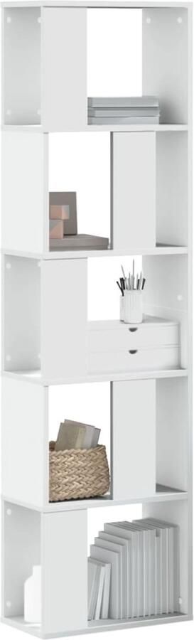 The Living Store Boekenkast 5-laags 45x23 5x162 5 cm bewerkt hout wit Boekenkast Houten Boekenkast Wit Boekenkast Opslagoplossing Bibliotheekkast