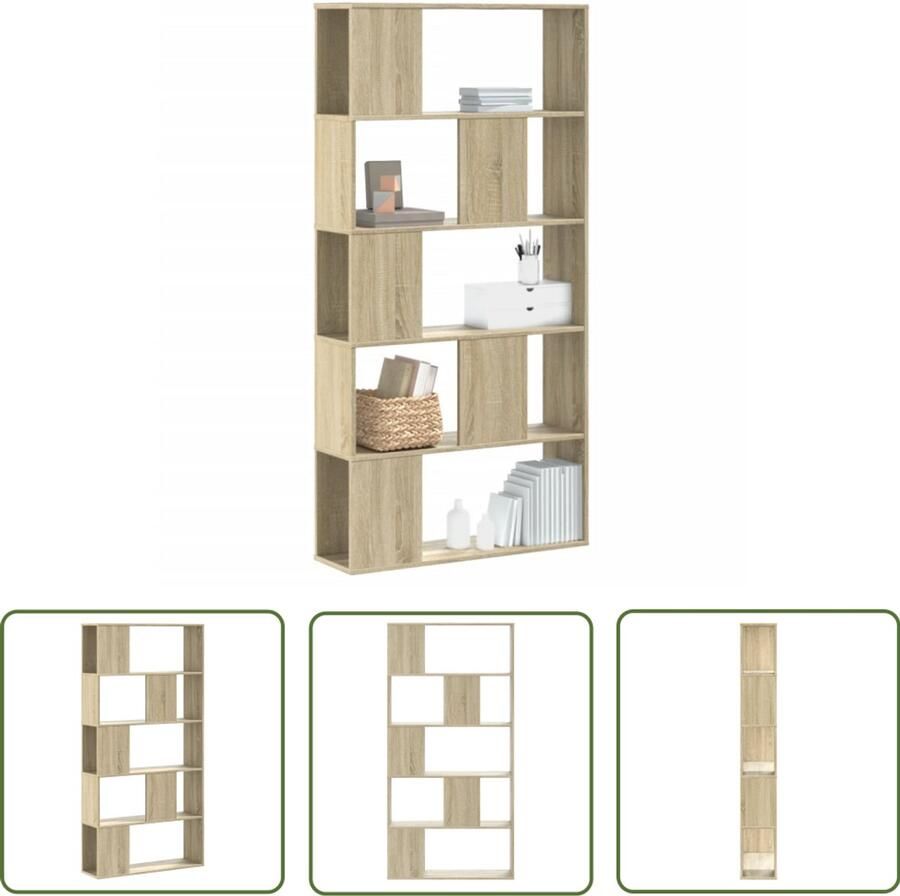 The Living Store Boekenkast 5-laags 80 5x23 5x162 5 cm bewerkt hout sonoma eiken Boekenkast Houten Boekenkast Boekenplank Opslagoplossing Interieurdecoratie