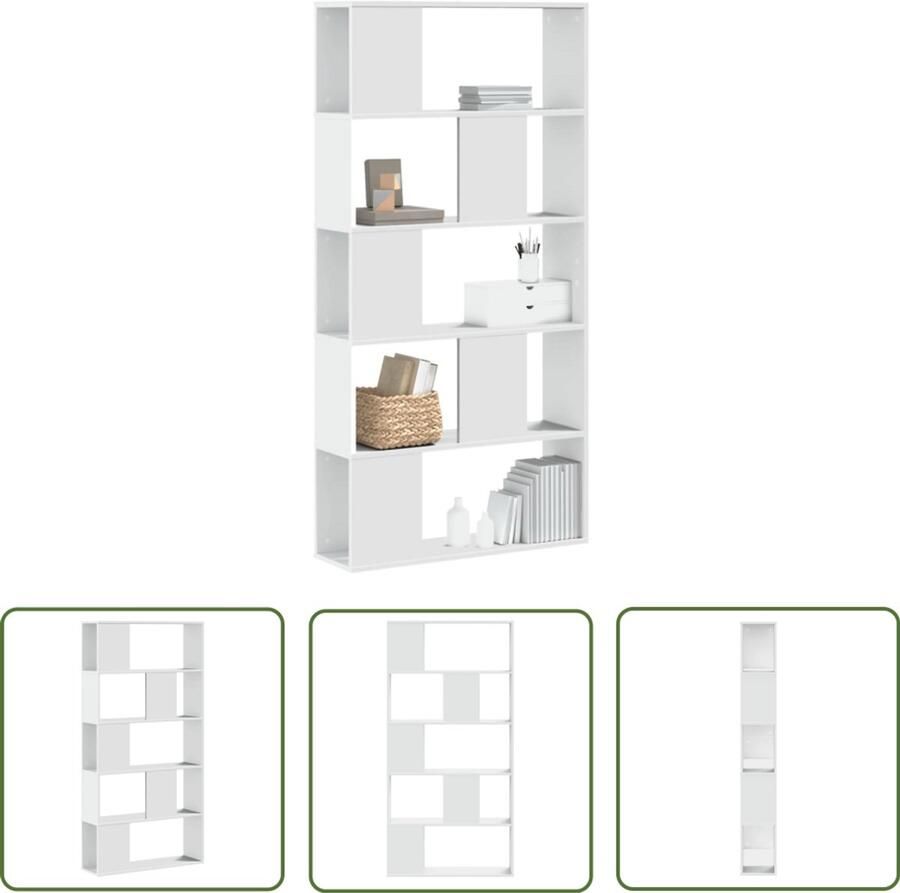 The Living Store Boekenkast 5-laags 80 5x23 5x162 5 cm bewerkt hout wit Boekenkast Houten Boekenkast Witte Boekenkast Kast Open Opslagoplossing