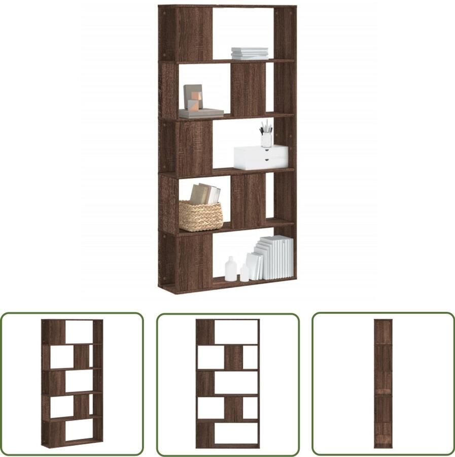 The Living Store Boekenkast 5-laags 80 5x23 5x162 5 cm hout bruin eikenkleurig Boekenkast Houten Boekenkast Opbergkast Bibliotheekkast Meubilair