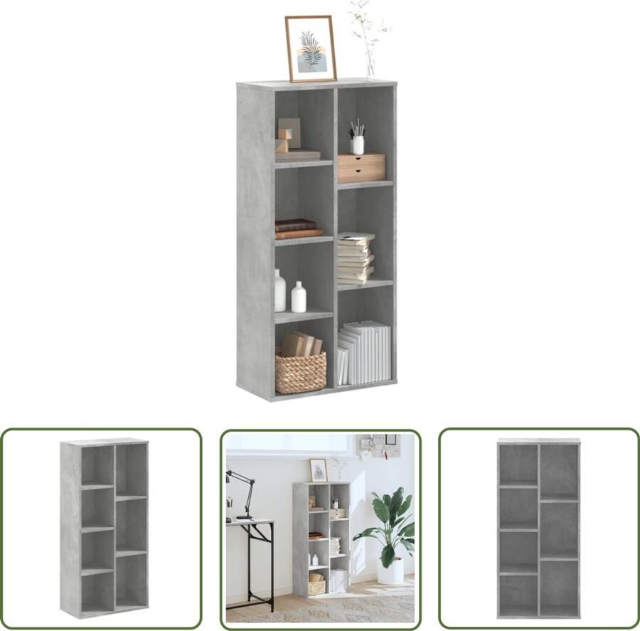 VidaXL Boekenkast 50x25x105 cm bewerkt hout betongrijs Boekenkast Houten Boekenkast Opslagoplossing Interieurdecoratie Kast