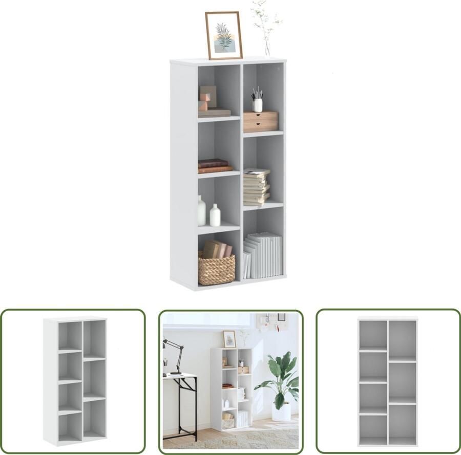 The Living Store Boekenkast 50x25x105 cm bewerkt hout wit Boekenkast Houten Boekenkast Wit Boekenkast Opbergkast Bibliotheekkast