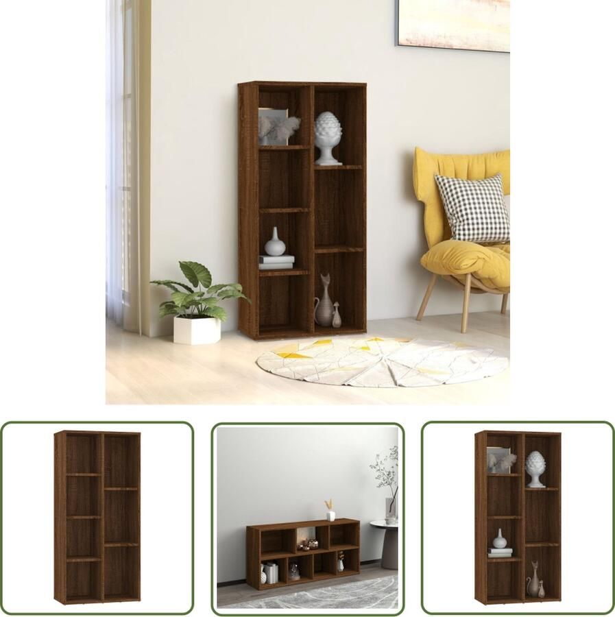 The Living Store Boekenkast Bruineiken 50 x 25 x 106 cm Stevig materiaal Veel opbergruimte Boekenkast Houten Boekenkast Bruine Boekenkast Bibliotheekkast Bergruimte - Foto 2