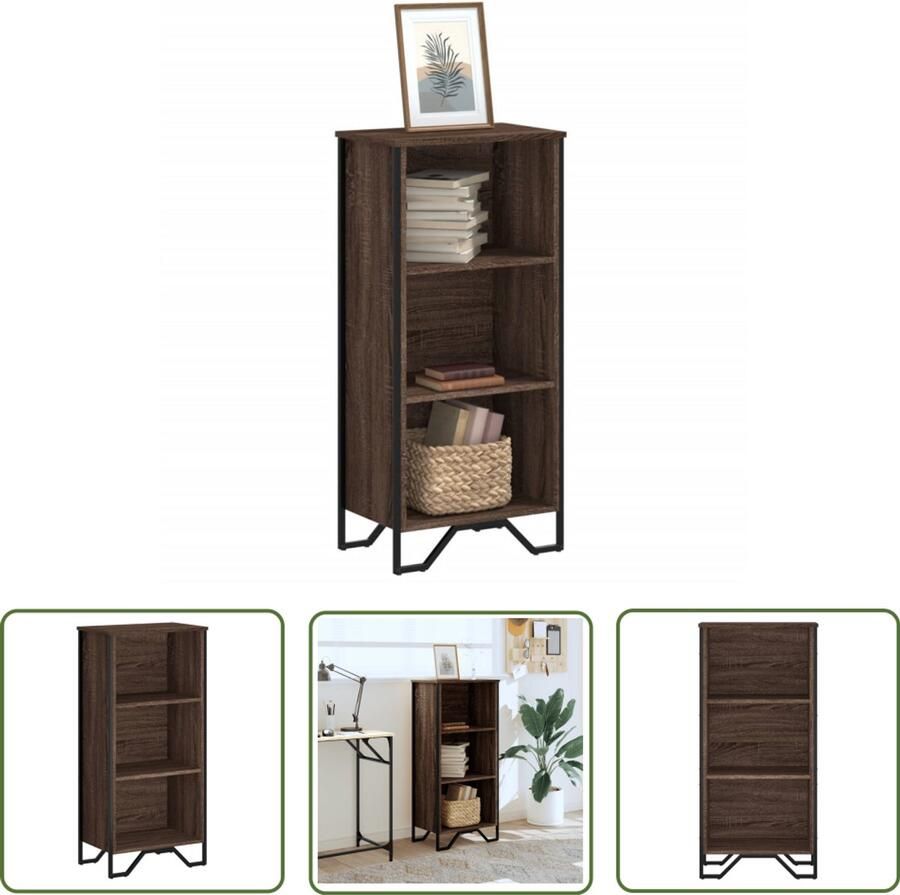 The Living Store Boekenkast 50x31x106 cm bewerkt hout bruin eikenkleurig Boekenkast Houten Boekenkast Vintage Boekenkast Industriële Boekenkast Modern Boekenkast
