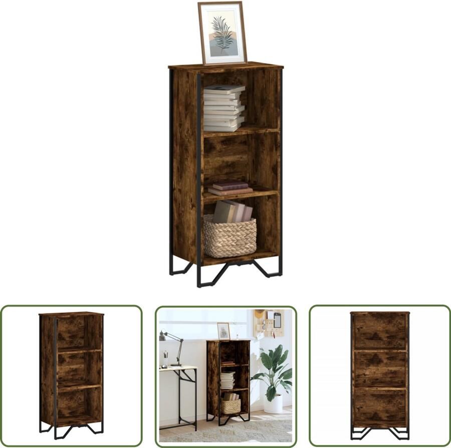 VidaXL Boekenkast 50x31x106 cm bewerkt hout gerookt eikenkleurig Boekenkast Houten Boekenkast Vintage Boekenkast Industriële Boekenkast Boekenplank
