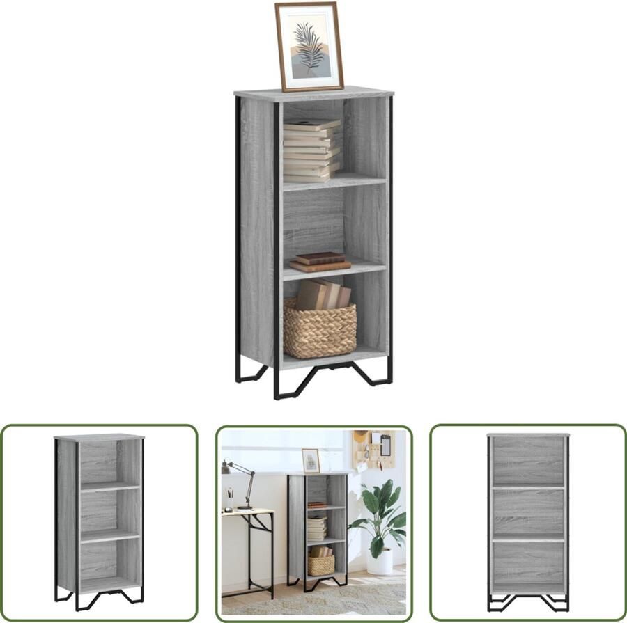 The Living Store Boekenkast 50x31x106 cm bewerkt hout grijs sonoma eikenkleurig Boekenkast Houten Boekenkast Grijze Boekenkast Modern Design Boekenkast Boekenplank