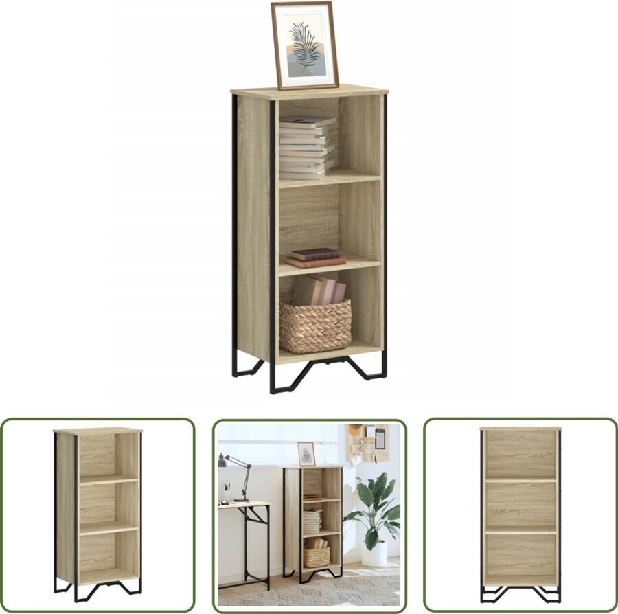 The Living Store Boekenkast 50x31x106 cm bewerkt hout sonoma eikenkleurig Boekenkast Houten Boekenkast Boekenplank Salontafel Opslagruimte