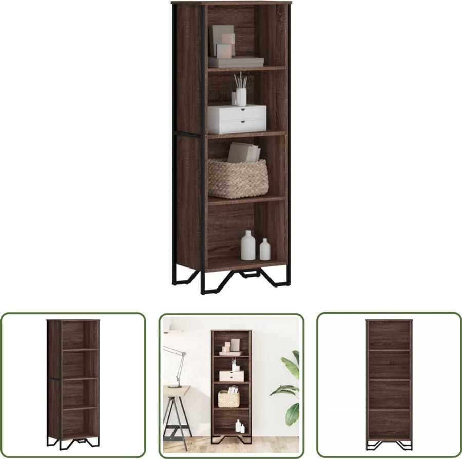 The Living Store Boekenkast 50x31x137 5 cm bewerkt hout bruin eikenkleur Boekenkast Houten Boekenkast Modern Boekenrek Bruine Eiken Kleur Boekenplank