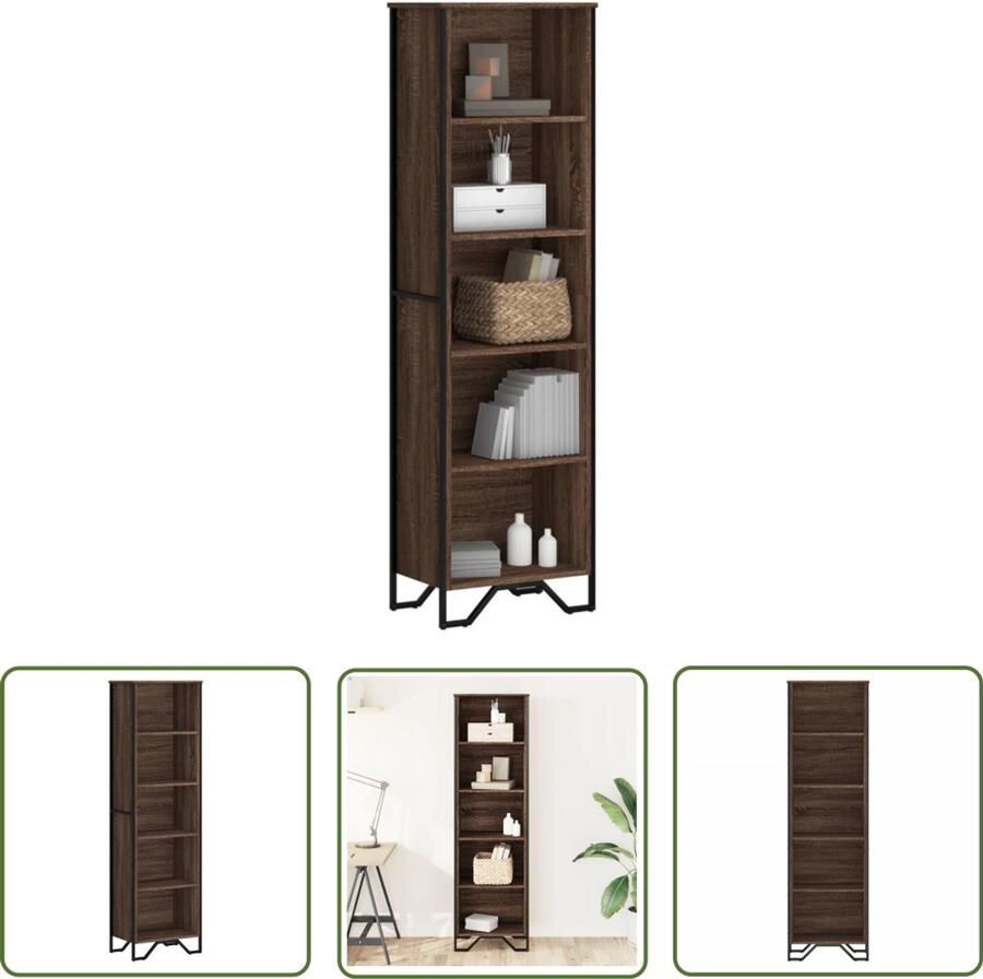 The Living Store Boekenkast 50x31x169 cm bewerkt hout bruin eikenkleur Boekenkast Houten Boekenkast Modern Boekenrek Bruine Eiken Kleur Boekenplank