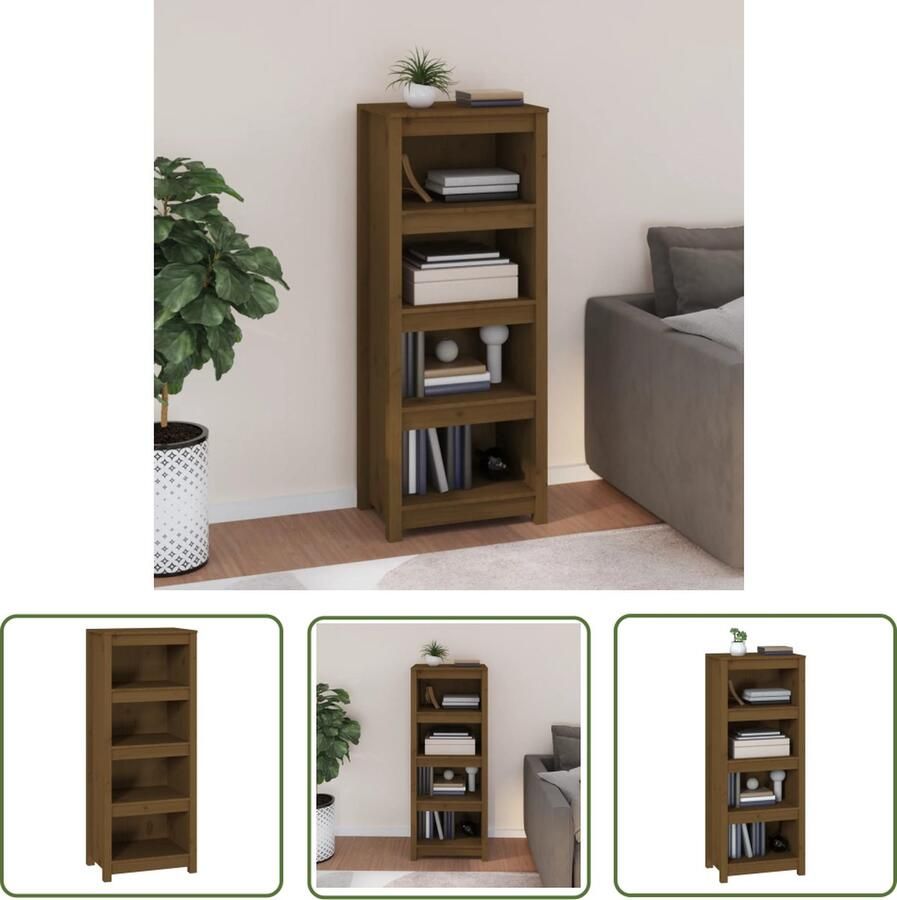 The Living Store Boekenkast 50x35x125 5 cm massief grenenhout honingbruin Boekenkast Houten Boekenkast Grenenhouten Boekenkast Vintage Boekenkast Klassieke Boekenkast - Foto 2