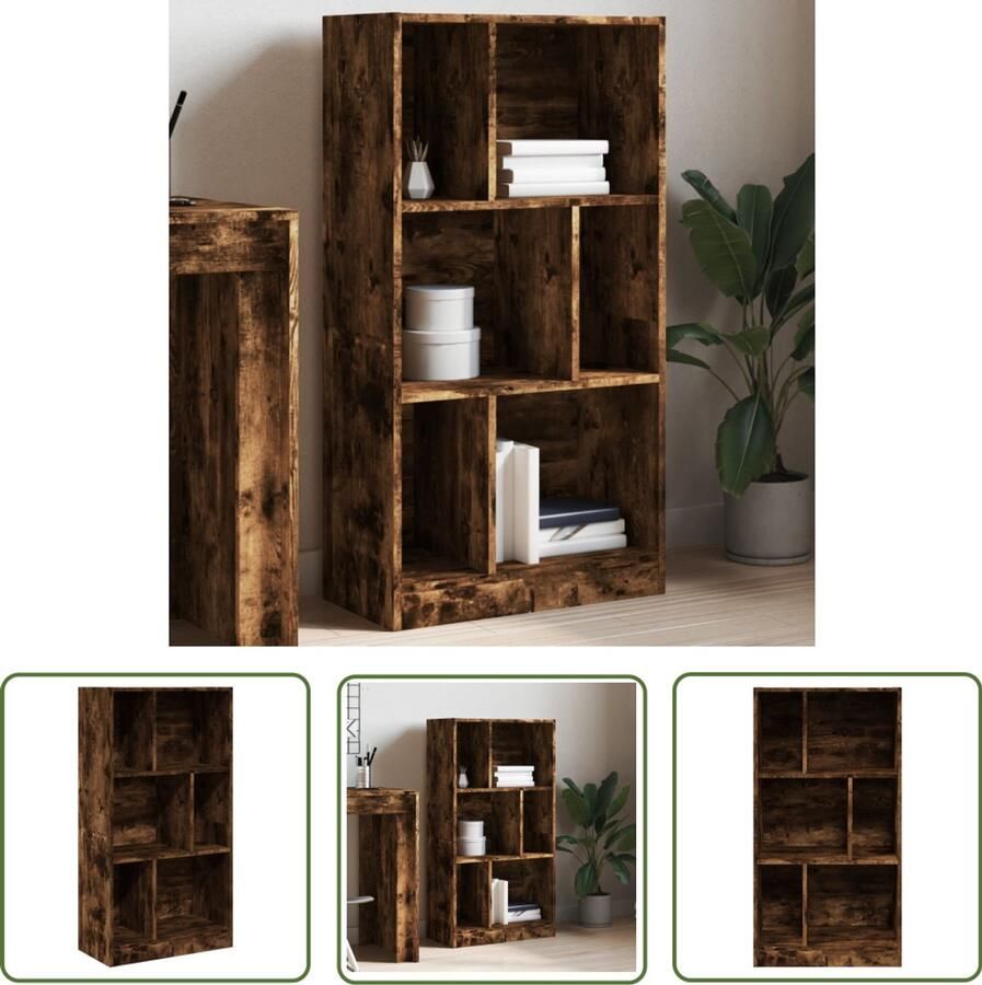 The Living Store Boekenkast 57x28 5x107 5 cm bewerkt hout gerookt eikenkleurig Boekenkast Houten Boekenkast Bruine Boekenkast Vintage Boekenkast Opbergkast
