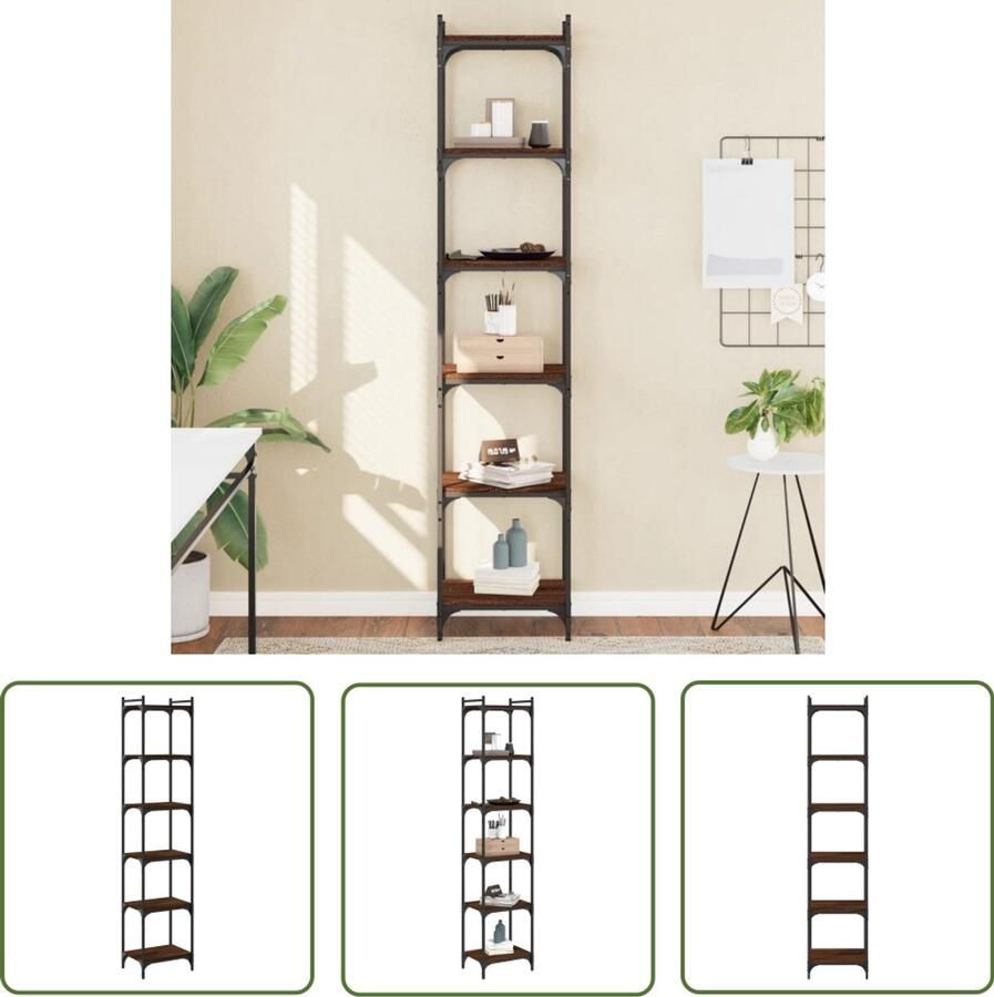 VidaXL Boekenkast 6-laags 40x30x188 cm bewerkt hout bruin eikenkleur Boekenkast Houten Boekenkast Bruine Boekenkast Vintage Boekenkast Bibliotheekkast