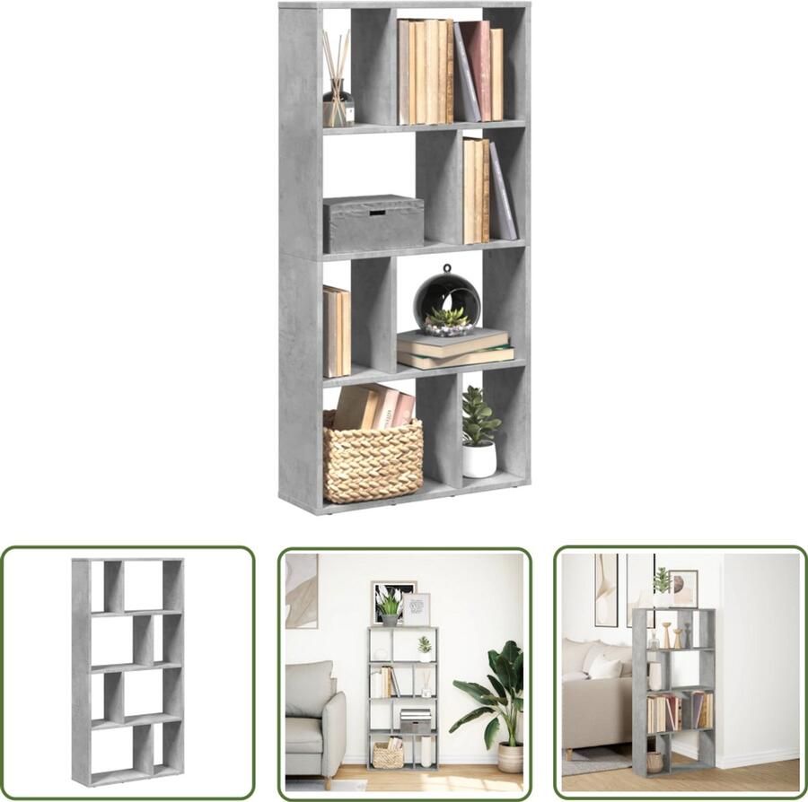 The Living Store Boekenkast 60x20x120 cm bewerkt hout betongrijs Boekenkast Houten Boekenkast Vintage Boekenkast Industriële Boekenkast Tv Stand