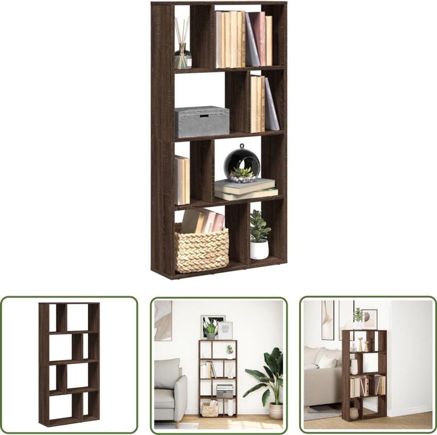 The Living Store Boekenkast 60x20x120 cm bewerkt hout bruin eikenkleurig Boekenkast Houten Boekenkast Boekenplank Opbergkast Woonaccessoires