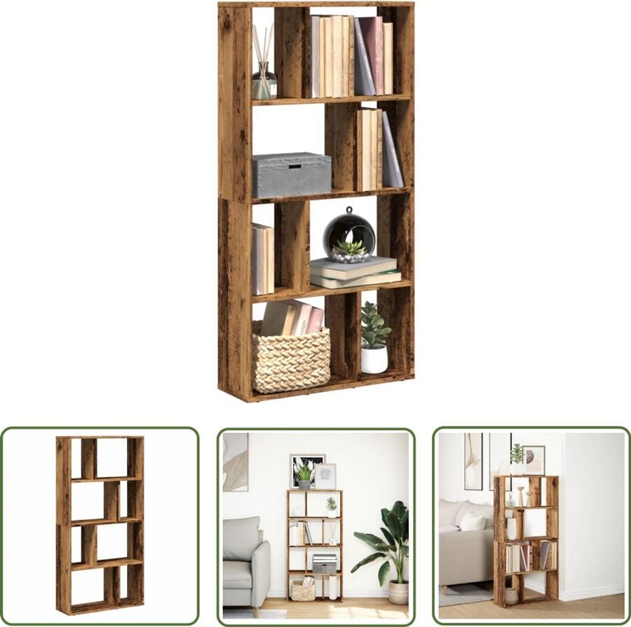 VidaXL Boekenkast 60x20x120 cm bewerkt hout oud houtkleurig Boekenkast Houten Boekenkast Vintage Boekenkast Opbergkast Bibliotheekkast