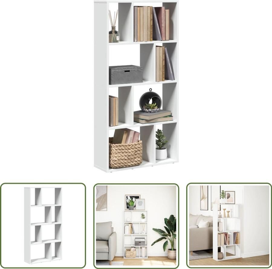 The Living Store Boekenkast 60x20x120 cm bewerkt hout wit Boekenkast Houten Boekenkast Witte Boekenkast Opbergkast Woonaccessoires