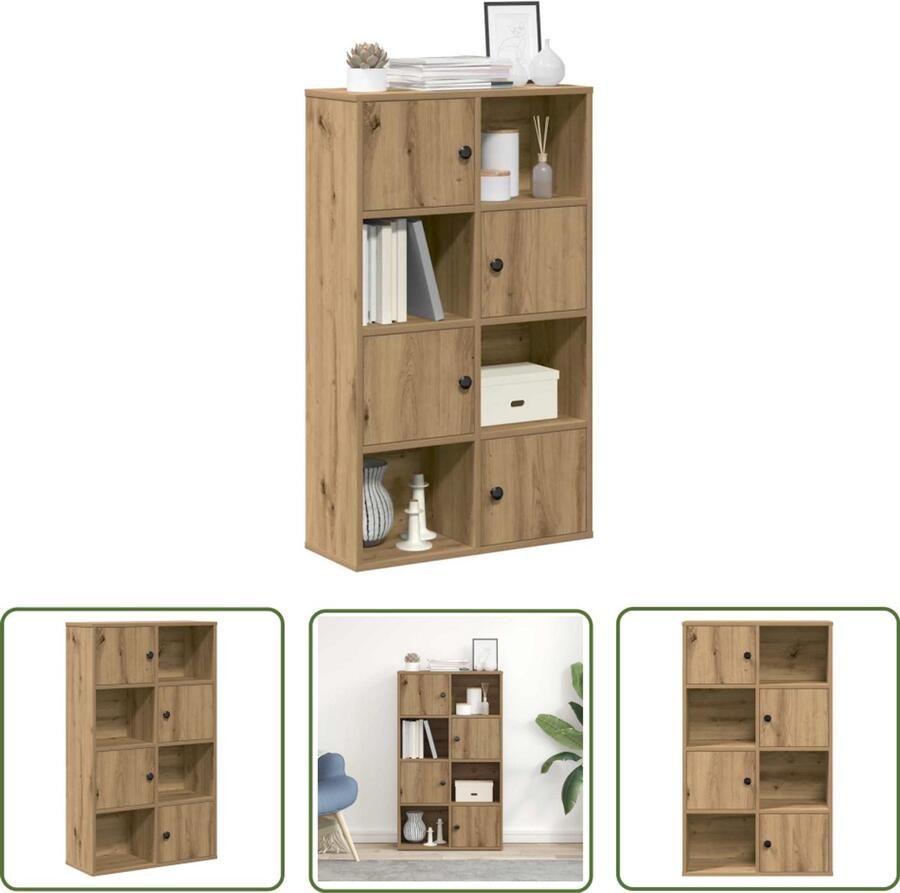 The Living Store Boekenkast 60x24x101 5 cm bewerkt hout artisanaal eikenkleurig Boekenkast Houten Boekenkast Bibliotheekkast Opslagkast Eiken Kleur