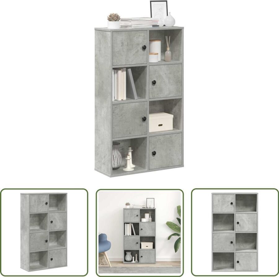 The Living Store Boekenkast 60x24x101 5 cm bewerkt hout betongrijs Boekenkast Houten Boekenkast Betonnen Grijze Boekenkast Boekenplank Opslagoplossing