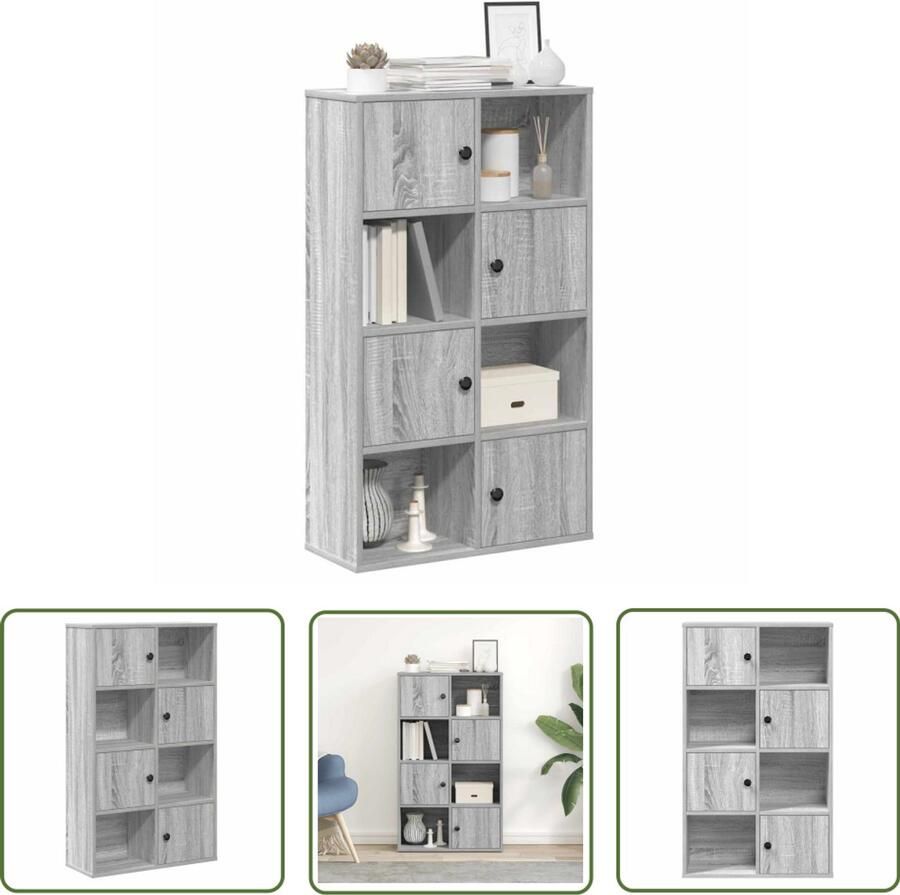 The Living Store Boekenkast 60x24x101 5 cm bewerkt hout grijs sonoma eikenkleur Boekenkast Houten Boekenkast Grijze Boekenkast Design Boekenkast Opbergkast