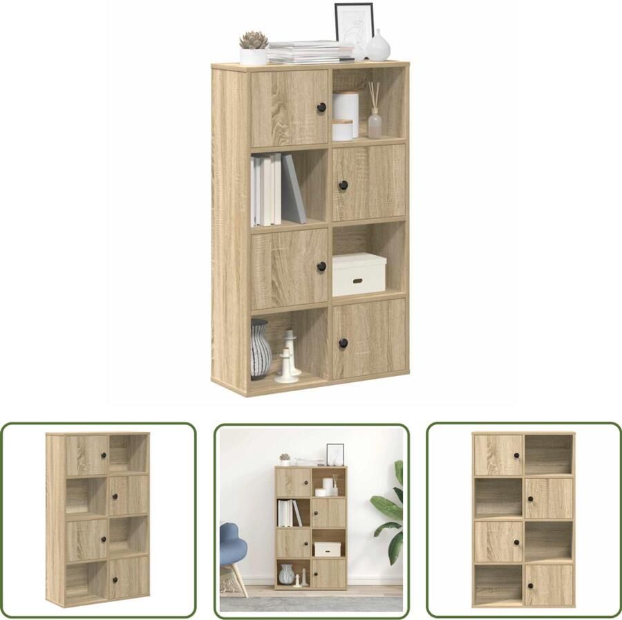 The Living Store Boekenkast 60x24x101 5 cm bewerkt hout sonoma eikenkleurig Boekenkast Houten Boekenkast Bibliotheekkast Opslagkast Salontafel