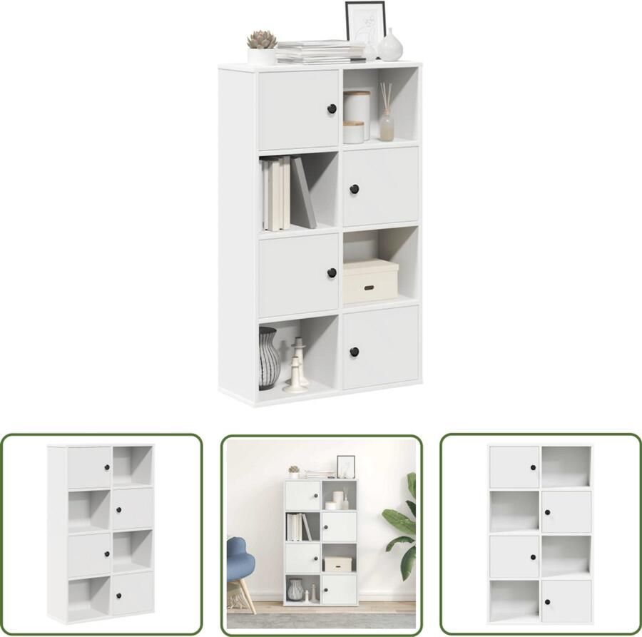 The Living Store Boekenkast 60x24x101 5 cm bewerkt hout wit Boekenkast Houten Boekenkast Wit Boekenkast Opbergkast Bibliotheekkast