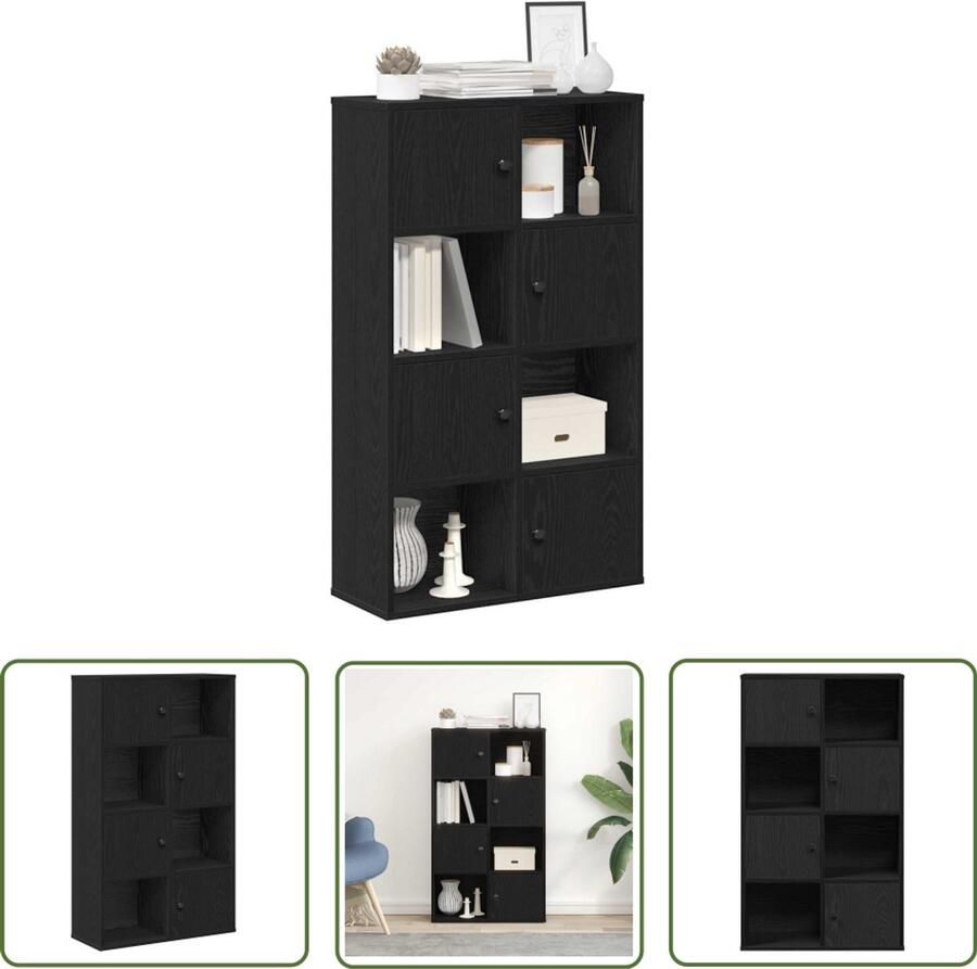 The Living Store Boekenkast 60x24x101 5 cm bewerkt hout zwart eikenkleurig Boekenkast Houten Boekenkast Bibliotheekkast Opslagoplossing Woonaccessoires