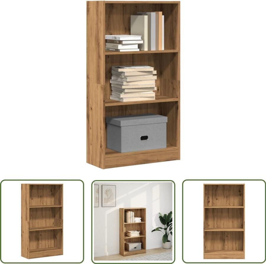 The Living Store Boekenkast 60x24x109 cm bewerkt hout artisanaal eikenkleurig Boekenkast Houten Boekenkast Opbergkast Bibliotheekkast Livingroom Furniture