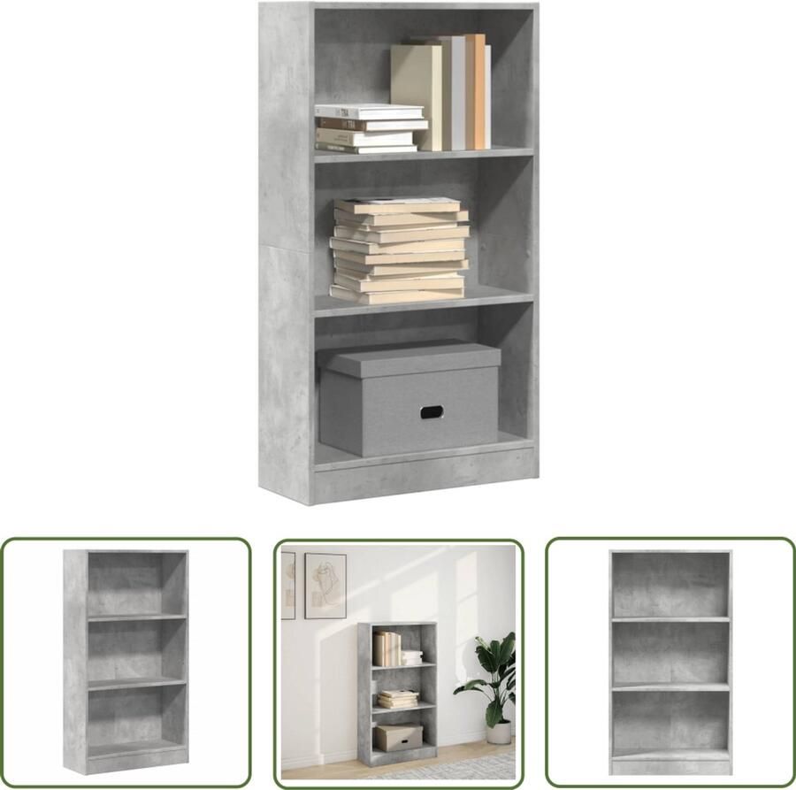 The Living Store Boekenkast 60x24x109 cm bewerkt hout betongrijs Boekenkast Houten Boekenkast Opbergkast Tv Meubel Livingroom Furniture