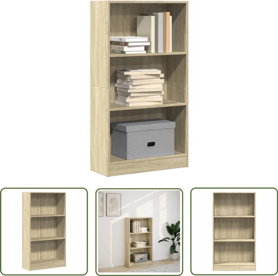 The Living Store Boekenkast 60x24x109 cm bewerkt hout sonoma eikenkleurig Boekenkast Houten Boekenkast Opbergkast Salontafel Tv Tafel