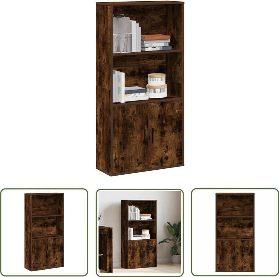 The Living Store Boekenkast 60x24x120 cm bewerkt hout gerookt eikenkleurig Boekenkast Houten Boekenkast Boekenplank Opslagkast Woonaccessoires