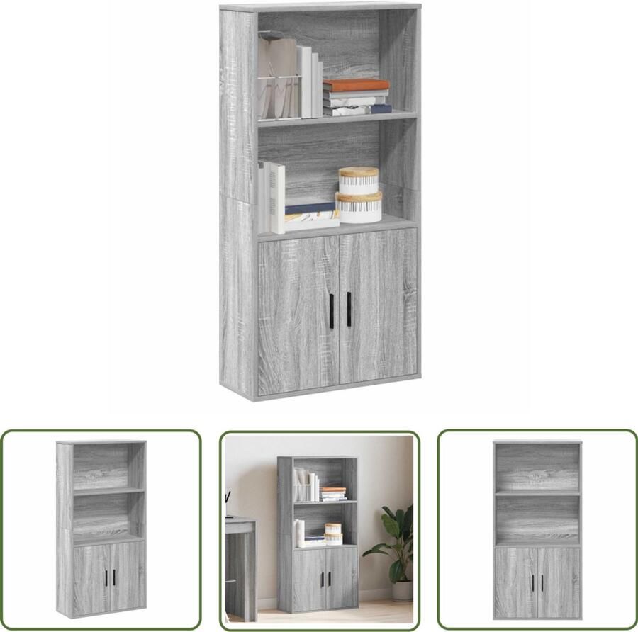 The Living Store Boekenkast 60x24x120 cm bewerkt hout grijs sonoma eikenkleurig Boekenkast Houten Boekenkast Grijze Boekenkast Design Boekenkast Opslagkasten