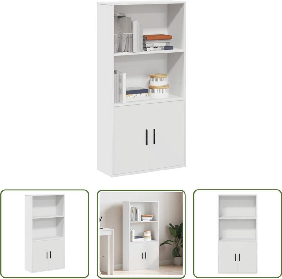 The Living Store Boekenkast 60x24x120 cm bewerkt hout wit Boekenkast Houten Boekenkast Wit Boekenkast Opbergkast Bibliotheekkast