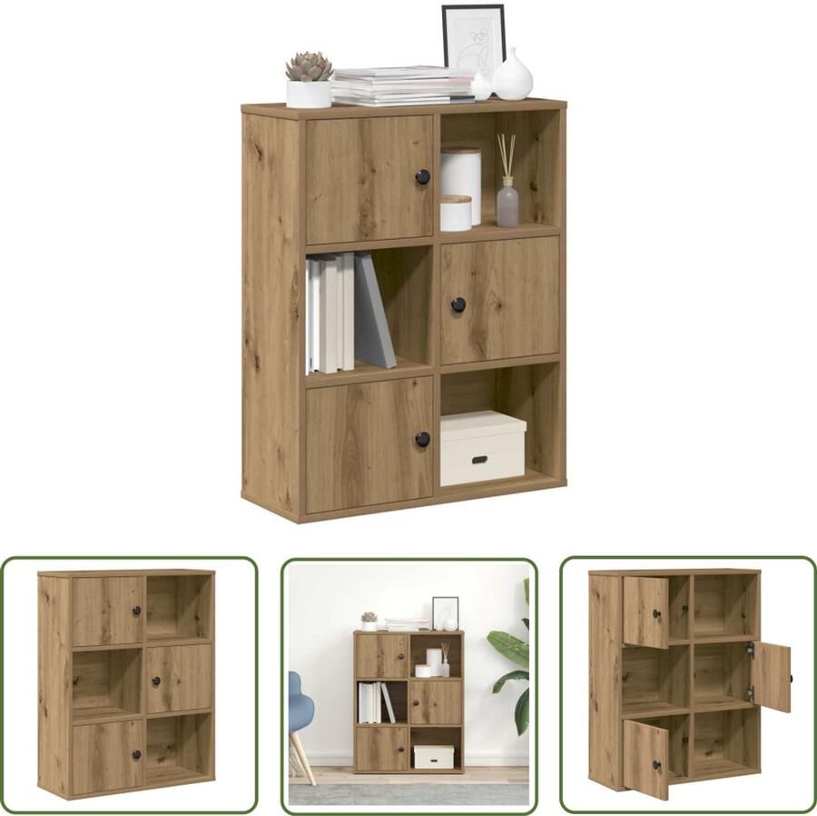 The Living Store Boekenkast 60x24x76 5 cm bewerkt hout artisanaal eikenkleurig Boekenkast Houten Boekenkast Bibliotheekkast Opslagkast Woonaccessoires