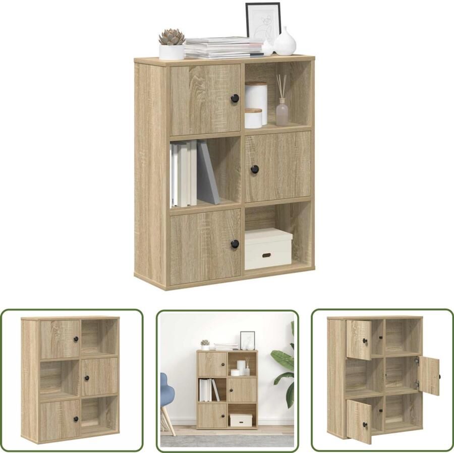 The Living Store Boekenkast 60x24x76 5 cm bewerkt hout sonoma eikenkleurig Boekenkast Houten Boekenkast Bibliotheekkast Opslagkast Salontafel